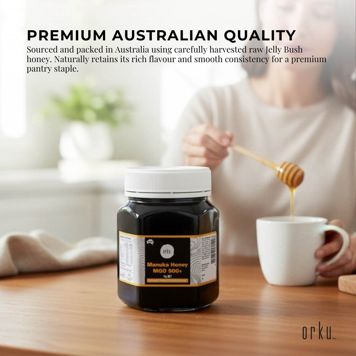 Orku MGO 500+ Australian Manuka Honey 1Kg - Raw Jelly Bush Honey-4
