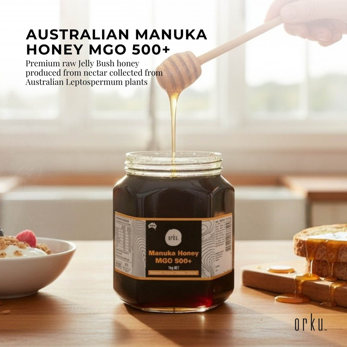 Orku MGO 500+ Australian Manuka Honey 1Kg - Raw Jelly Bush Honey-1