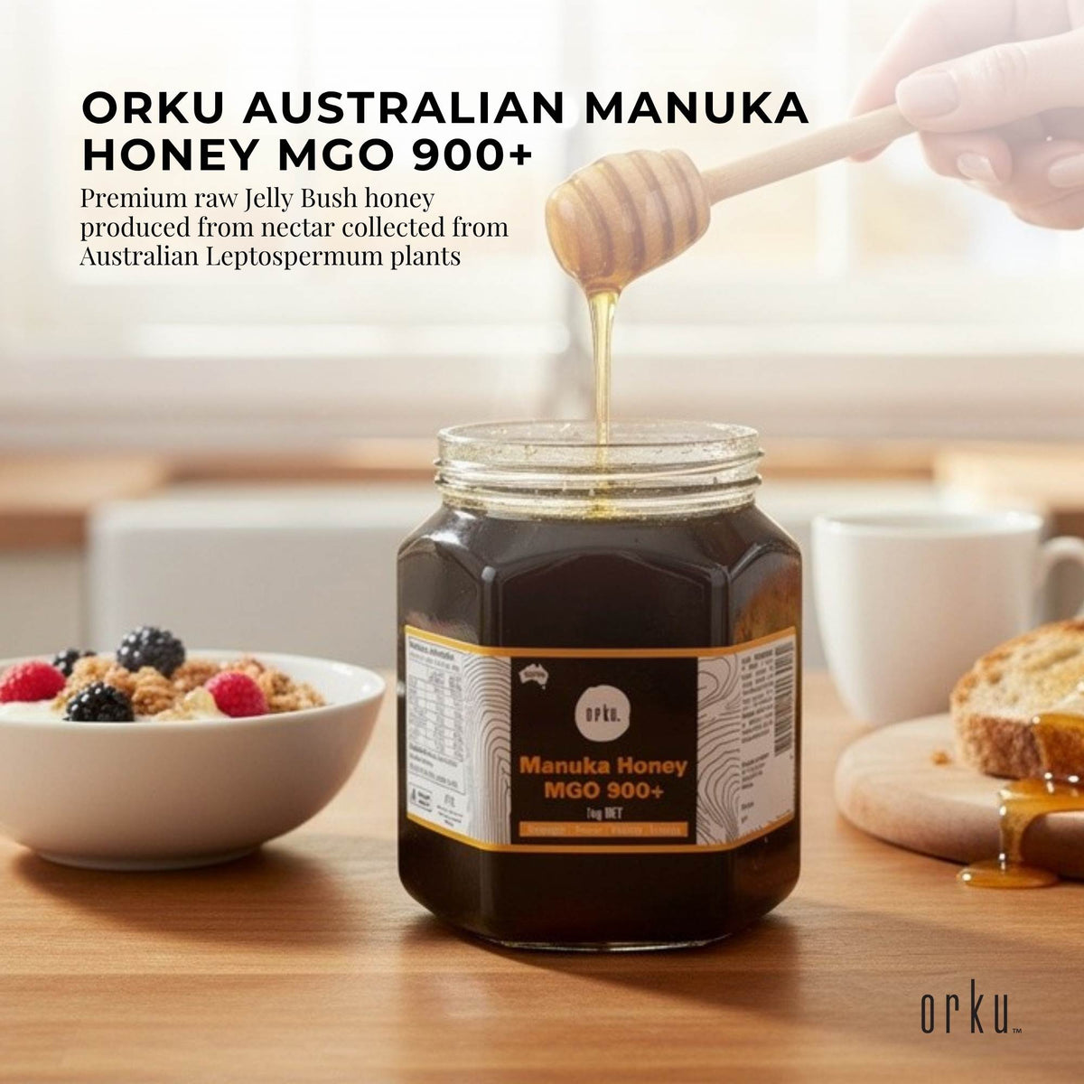 Orku MGO 900+ Australian Manuka Honey 1Kg - Raw Jelly Bush Honey-1