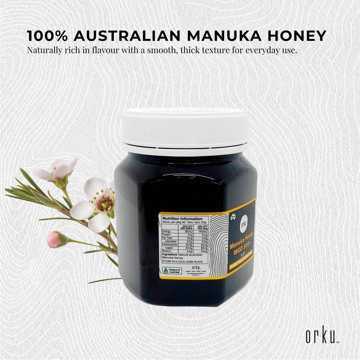 Orku MGO 900+ Australian Manuka Honey 1Kg - Raw Jelly Bush Honey-3