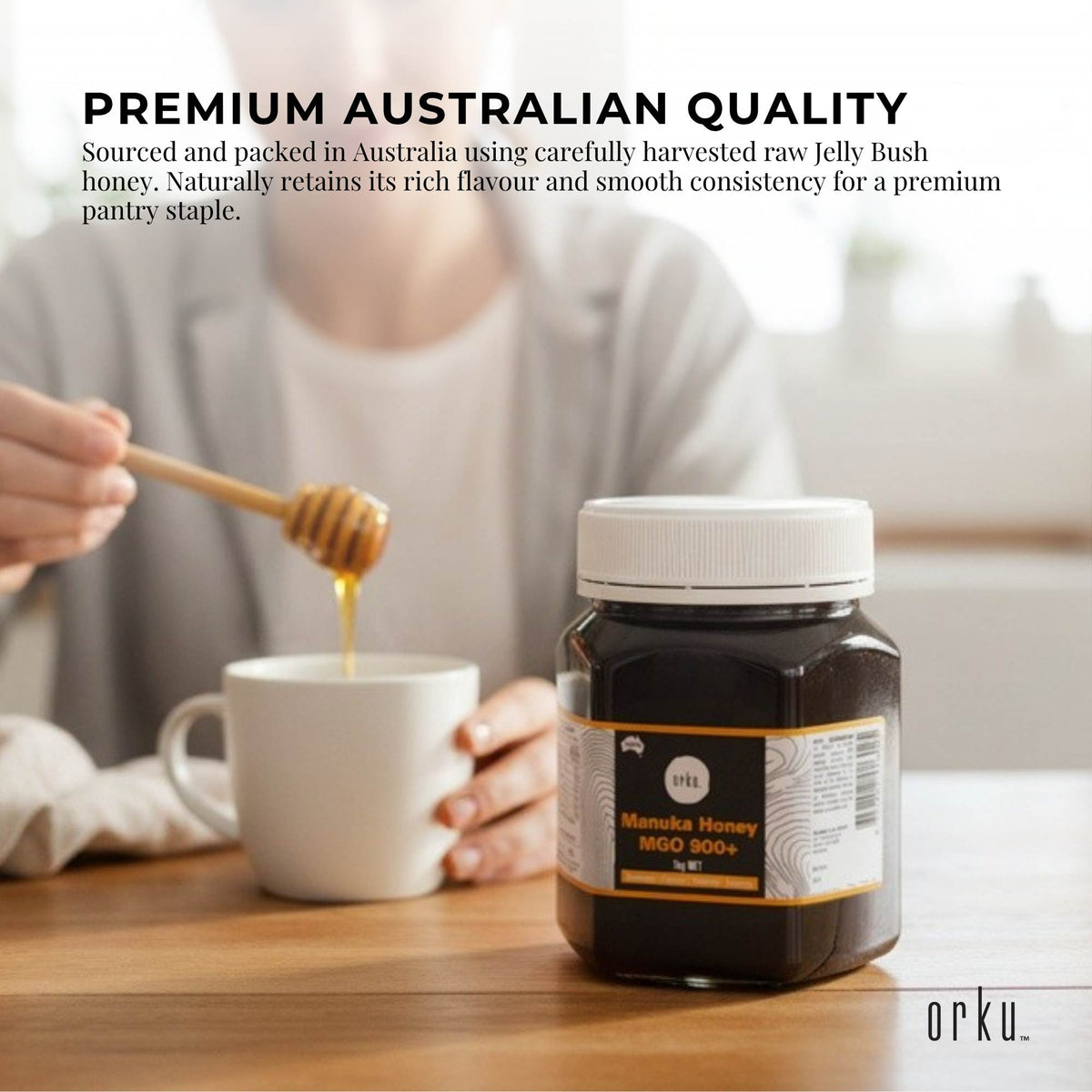 Orku MGO 900+ Australian Manuka Honey 1Kg - Raw Jelly Bush Honey-4